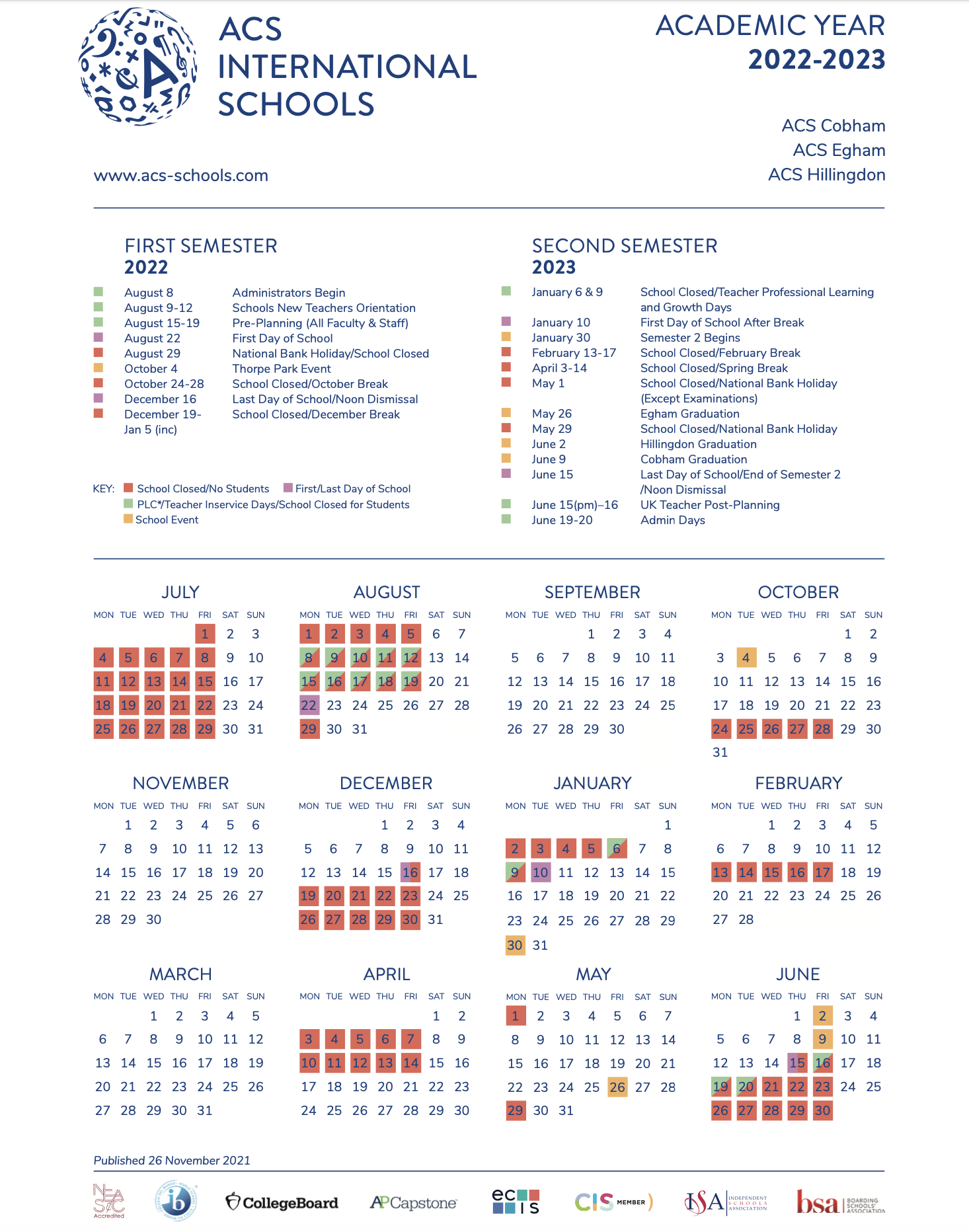 Academic Calendar psohillingdon org uk